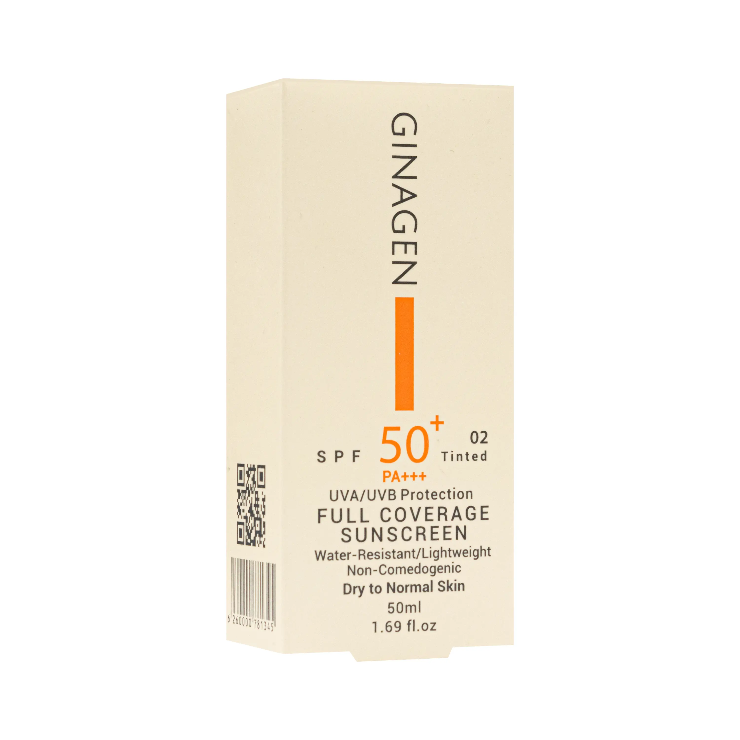 کرم ضد آفتاب رنگی SPF50 شماره 02 پوست خشک و نرمال ژیناژن